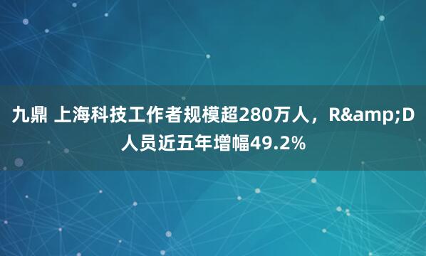 九鼎 上海科技工作者规模超280万人，R&D人员近五年增幅49.2%