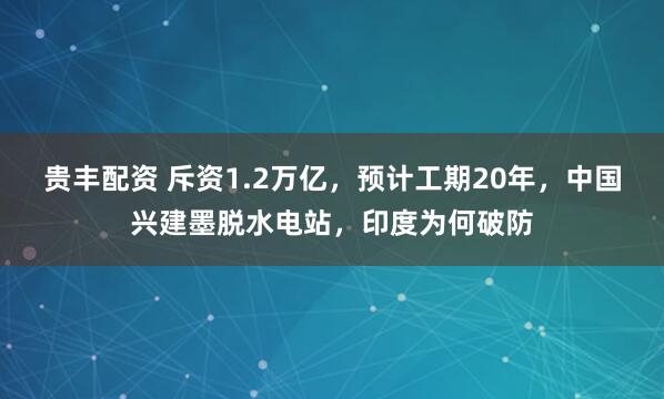 贵丰配资 斥资1.2万亿，预计工期20年，中国兴建墨脱水电站，印度为何破防