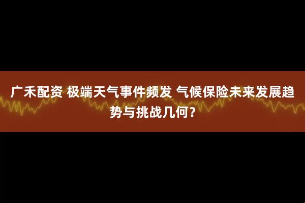 广禾配资 极端天气事件频发 气候保险未来发展趋势与挑战几何？