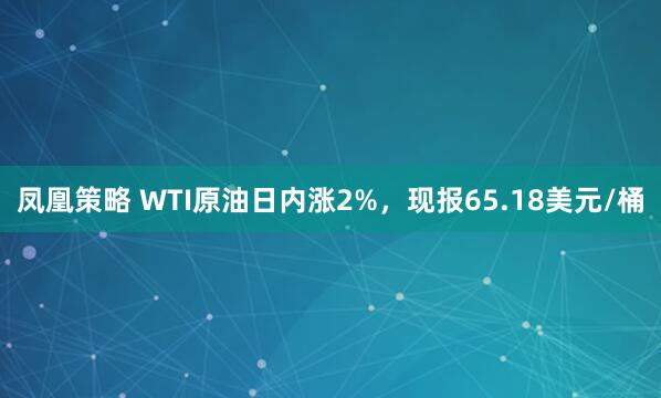 凤凰策略 WTI原油日内涨2%，现报65.18美元/桶